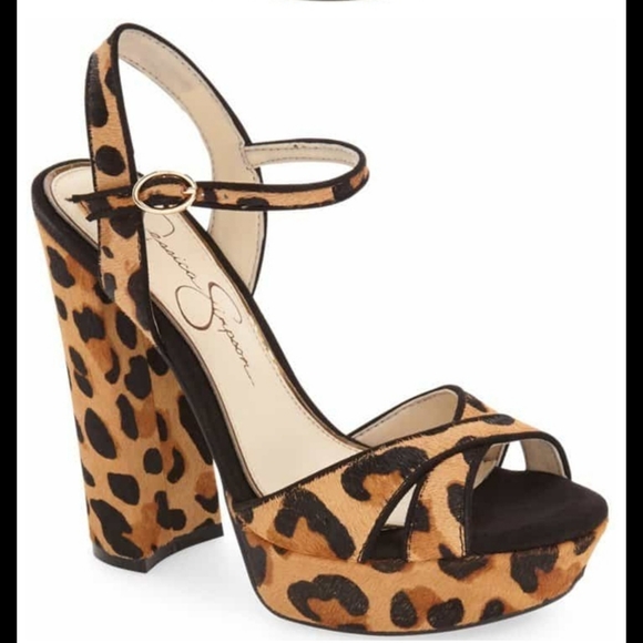 NWT Jessica Simpson Leopard Heels Size 8.5 - Picture 1 of 4
